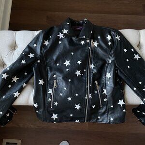 VIGOSS Black and White Star Leather Jacket